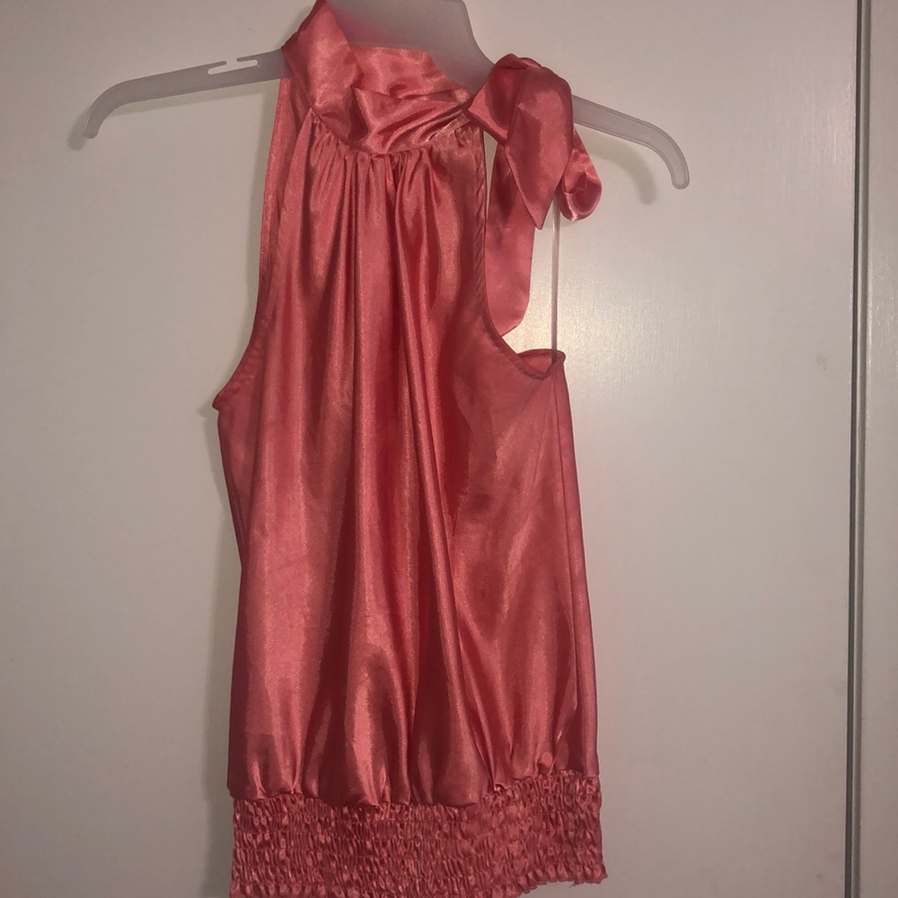 Pink Satin Bow Halter top